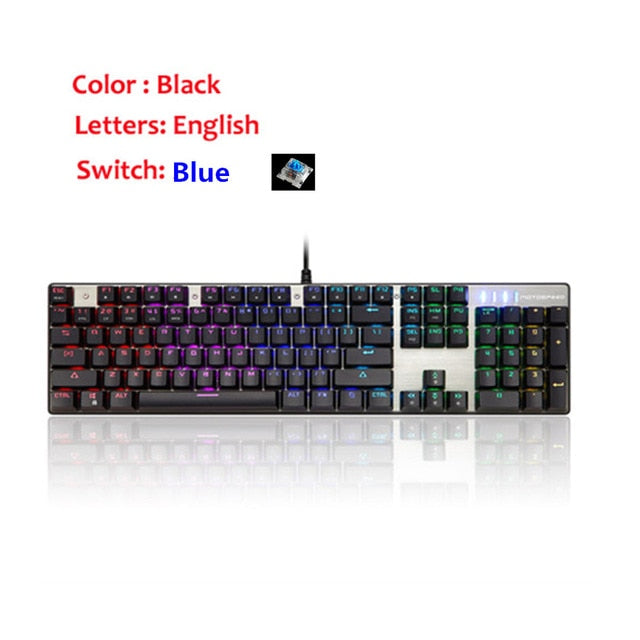 Original Motospeed CK104 Metal 104 Keys RGB Switch Gaming Mechanical Keyboard LED Backlit Anti-Ghosting for Gamer Computer