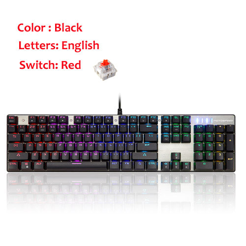 Original Motospeed CK104 Metal 104 Keys RGB Switch Gaming Mechanical Keyboard LED Backlit Anti-Ghosting for Gamer Computer