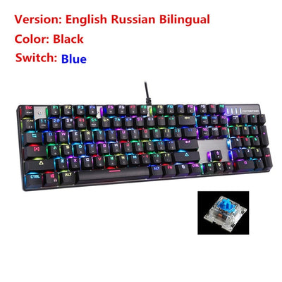 Original Motospeed CK104 Metal 104 Keys RGB Switch Gaming Mechanical Keyboard LED Backlit Anti-Ghosting for Gamer Computer