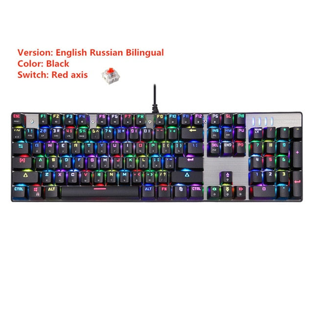 Original Motospeed CK104 Metal 104 Keys RGB Switch Gaming Mechanical Keyboard LED Backlit Anti-Ghosting for Gamer Computer